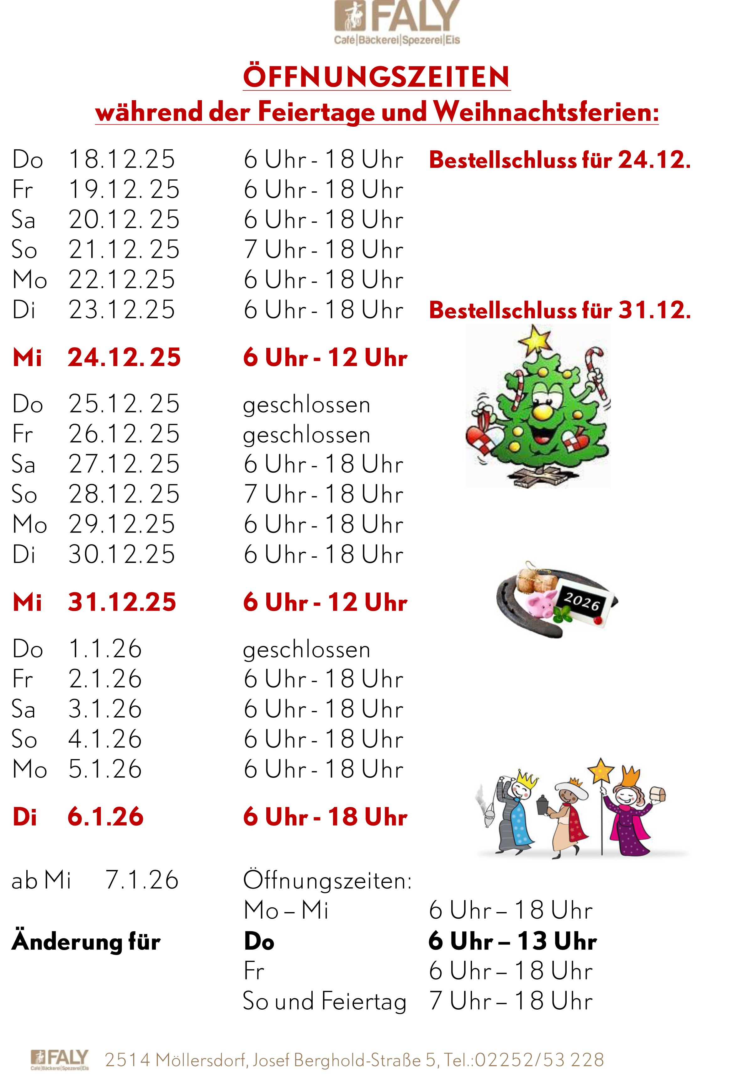 X-mas Öffnungszeiten